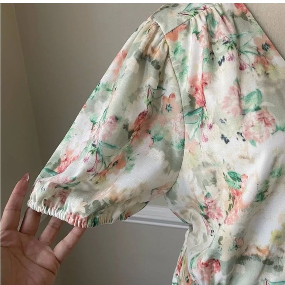 Alex Marie,Floral Wrap-Dress,Lined,Tiered Ruffled-Hem,Short Sleeves EUC,Size 12 - Picture 7 of 13